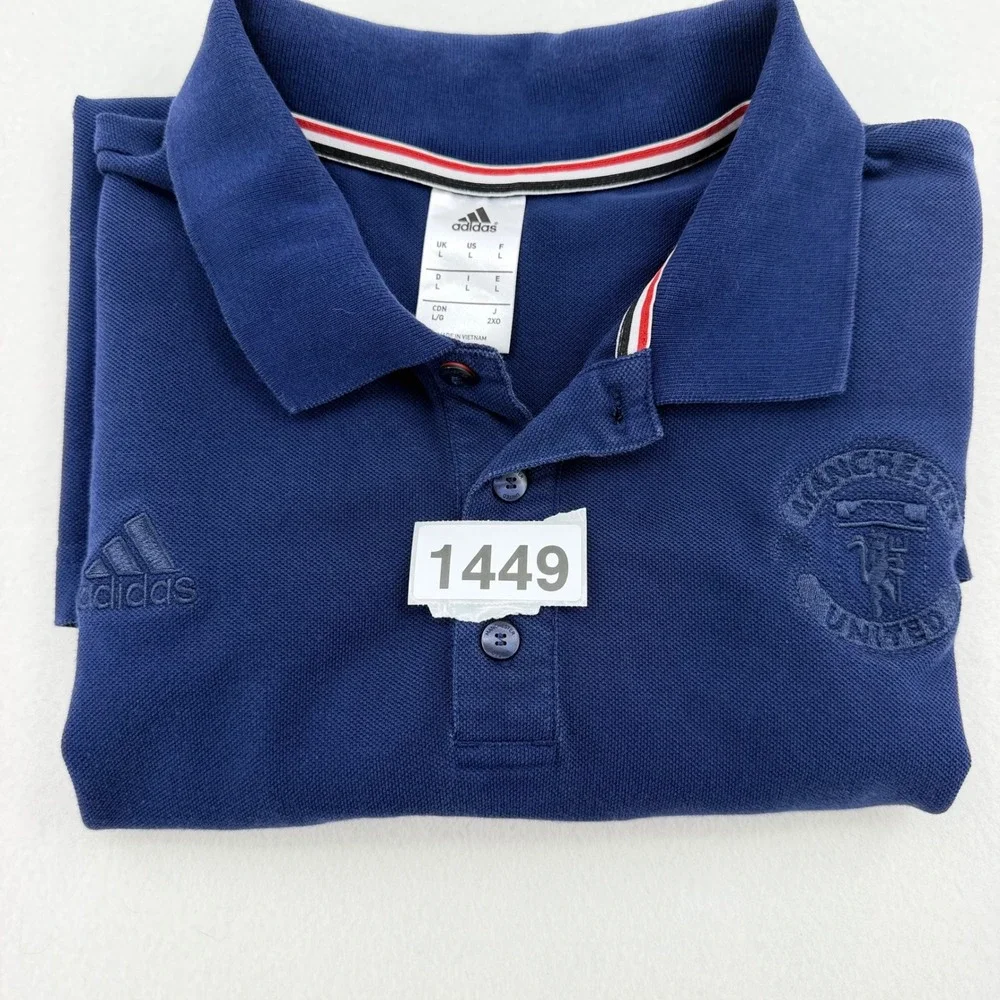 Adidas Manchester United FB Soccer Polo Shirt Mens Large Blue 2015